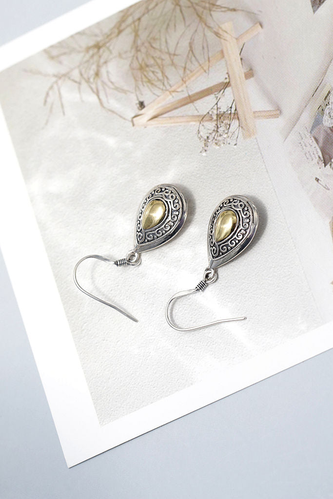 Baroque Vintage Style 925 Sterling Silver Earrings Classic Elegant Teardrop-shaped Handcrafted Silver Earrings Jewelry Gift