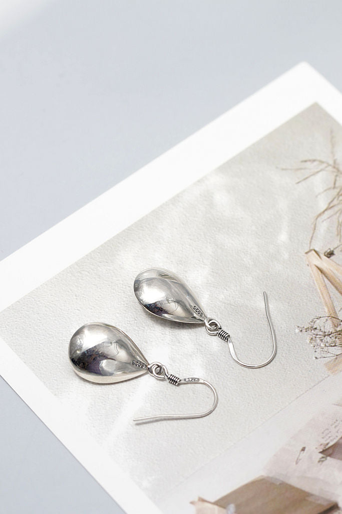 Baroque Vintage Style 925 Sterling Silver Earrings Classic Elegant Teardrop-shaped Handcrafted Silver Earrings Jewelry Gift