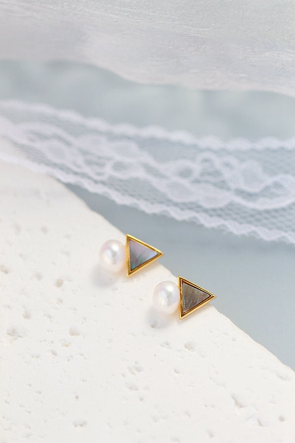 925 Sterling Silver Earring Inlaid Natural Freshwater Pearl Black Shellfish Fashion Creative Small Earstuds Lady