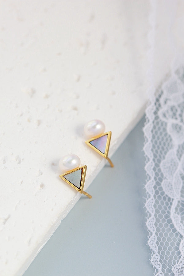 925 Sterling Silver Earring Inlaid Natural Freshwater Pearl Black Shellfish Fashion Creative Small Earstuds Lady