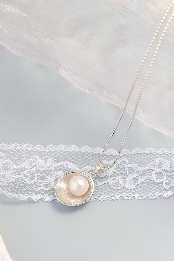 925 Sterling Silver Pendant Inlaid Natural Freshwater Pearl Lady Pendants Handmade Creative Trendy Jewelry Gift