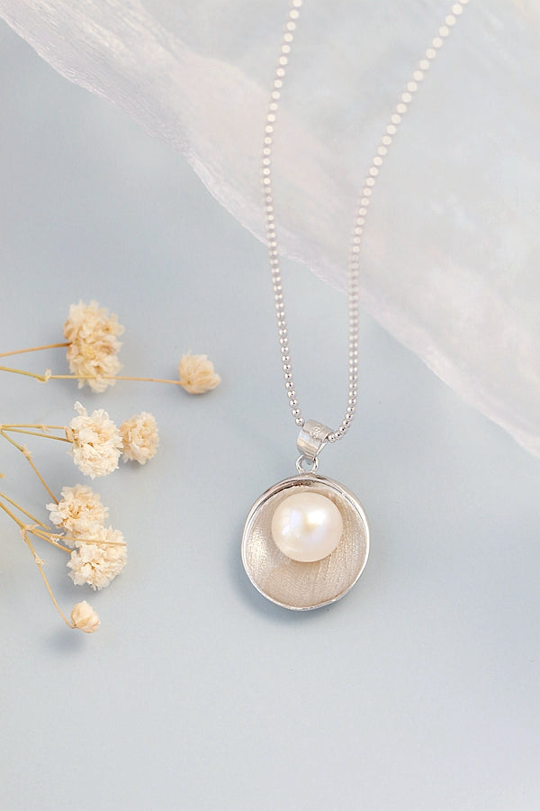 925 Sterling Silver Pendant Inlaid Natural Freshwater Pearl Lady Pendants Handmade Creative Trendy Jewelry Gift