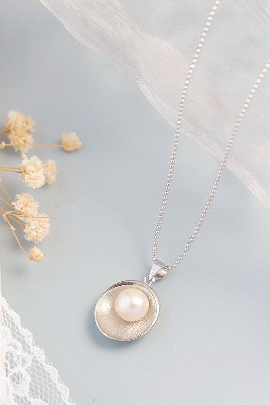 925 Sterling Silver Pendant Inlaid Natural Freshwater Pearl Lady Pendants Handmade Creative Trendy Jewelry Gift