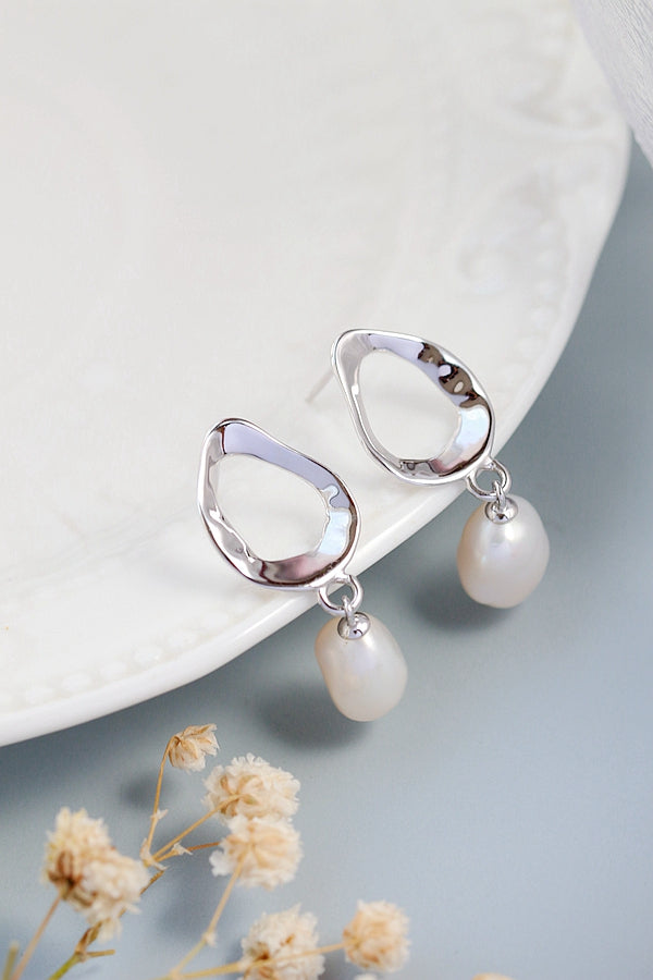 Inlaid Natural Baroque Pearl Earring Creative Trendy Irregular 925 Sterling Silver Earring Female Fine Jewelry Gift