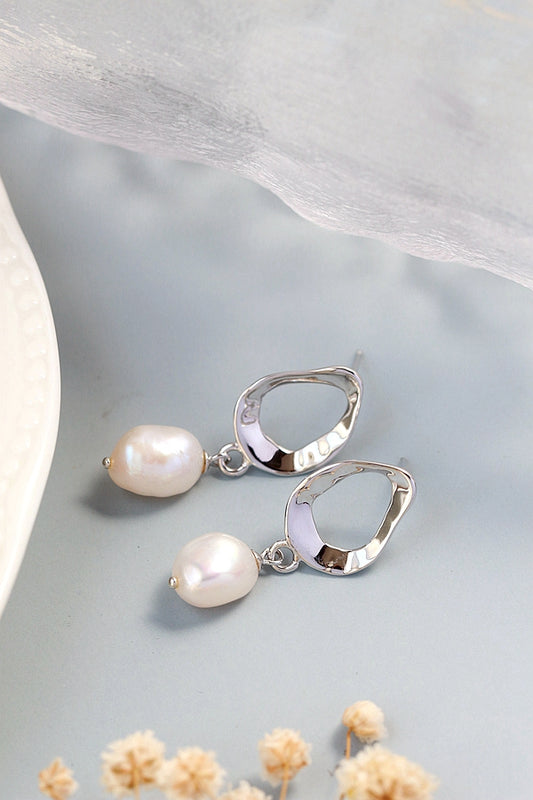 Inlaid Natural Baroque Pearl Earring Creative Trendy Irregular 925 Sterling Silver Earring Female Fine Jewelry Gift
