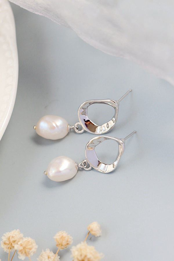 Inlaid Natural Baroque Pearl Earring Creative Trendy Irregular 925 Sterling Silver Earring Female Fine Jewelry Gift