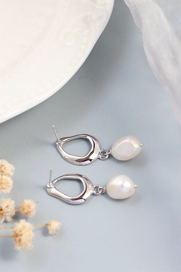Inlaid Natural Baroque Pearl Earring Creative Trendy Irregular 925 Sterling Silver Earring Female Fine Jewelry Gift