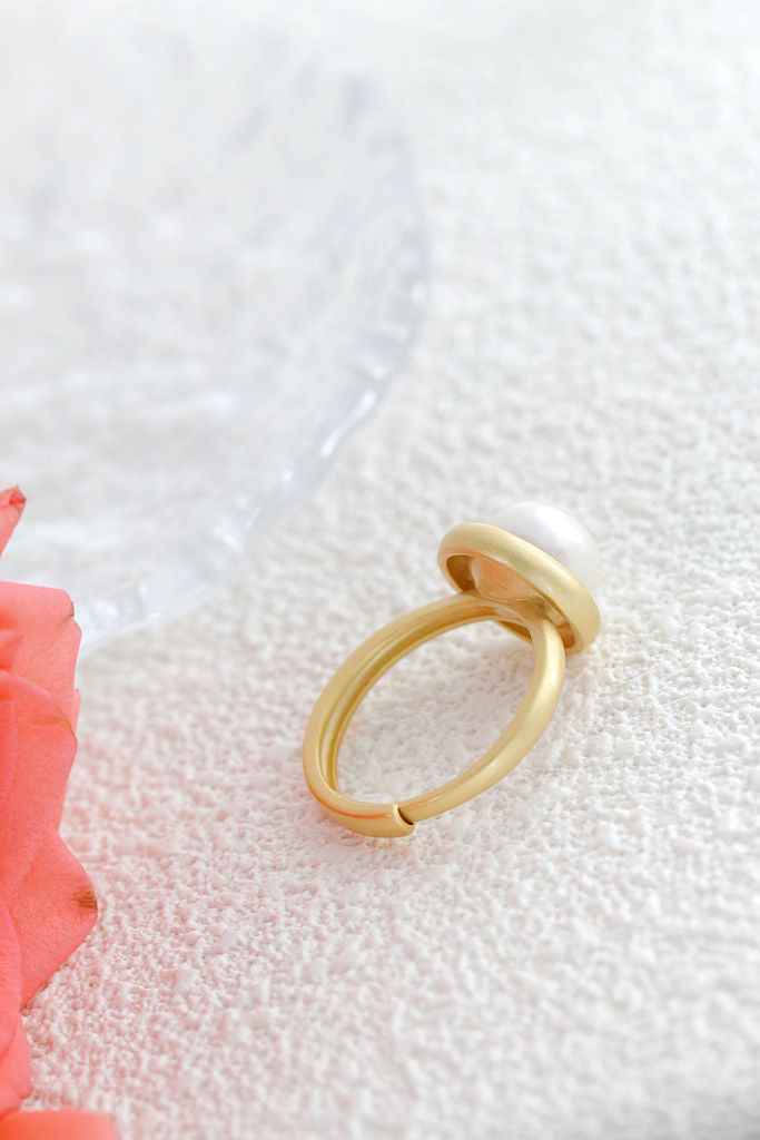 Elegance Minimalist Style 925 Sterling Silver Ring Inlaid Natural Freshwater Pearl 18K Gold Plated Rings Trendy Jewelry Gift