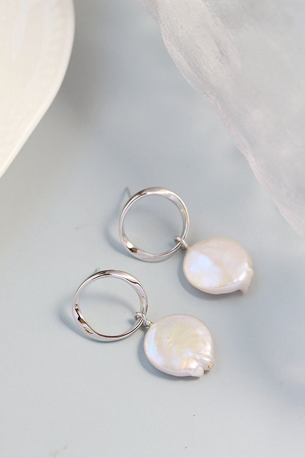 Inlaid Natural Baroque Pearl Handmade Creative 925 Sterling Silver Earrings