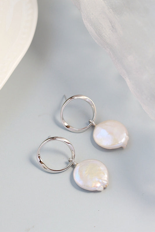 Inlaid Natural Baroque Pearl Handmade Creative 925 Sterling Silver Earrings