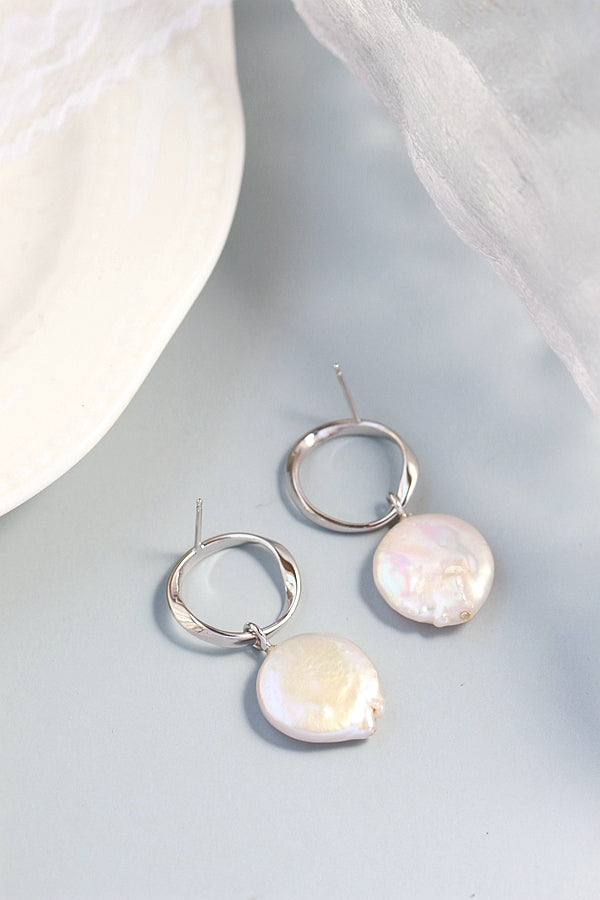 Inlaid Natural Baroque Pearl Handmade Creative 925 Sterling Silver Earrings