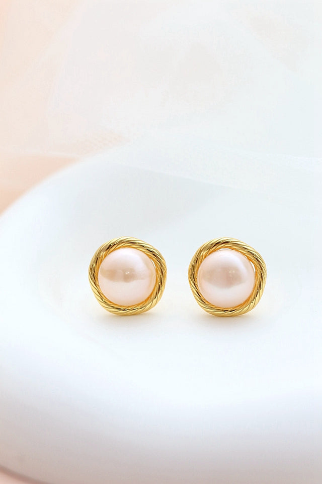 Authentic 925 Sterling Silver Earstuds Inlaid Natural Freshwater Pearl Fashion Creative Earring 18K Gold Plated Style Jewelry