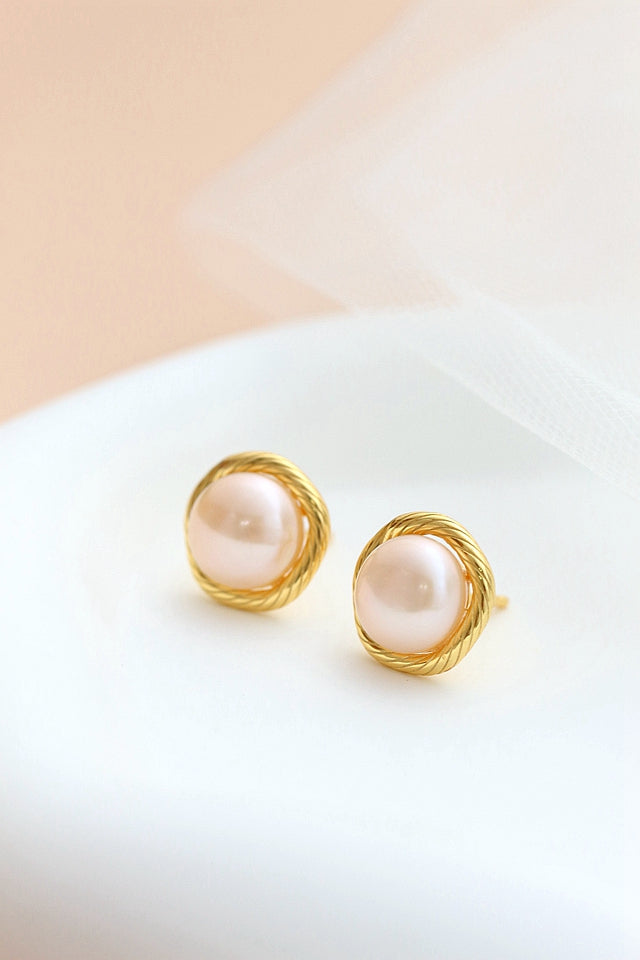 Authentic 925 Sterling Silver Earstuds Inlaid Natural Freshwater Pearl Fashion Creative Earring 18K Gold Plated Style Jewelry