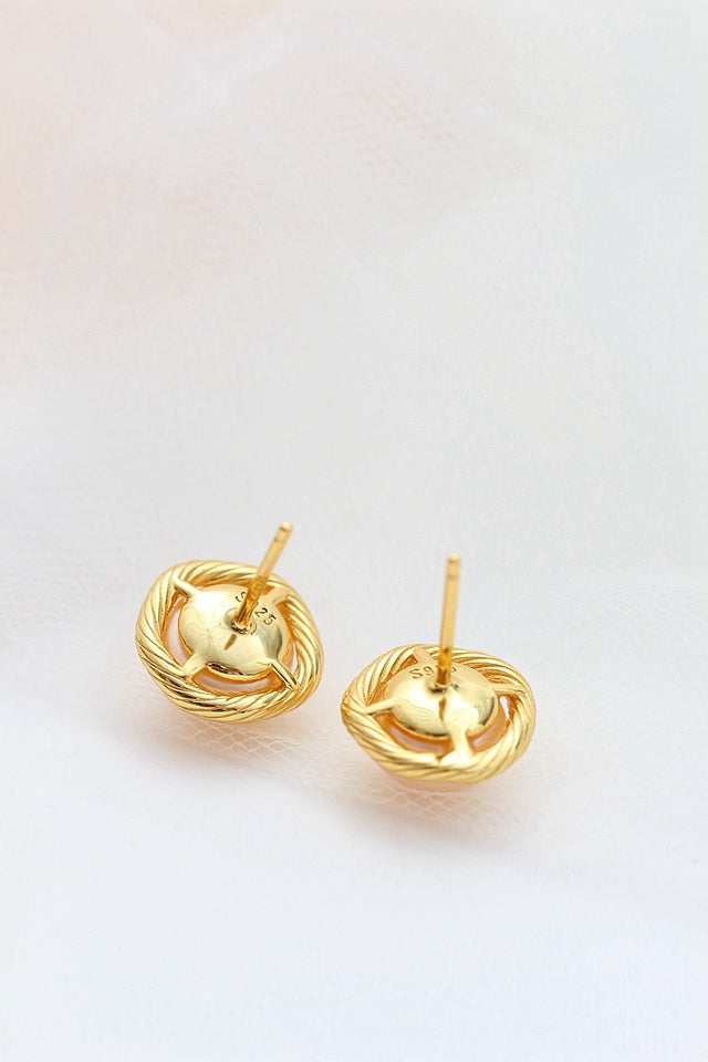 Authentic 925 Sterling Silver Earstuds Inlaid Natural Freshwater Pearl Fashion Creative Earring 18K Gold Plated Style Jewelry