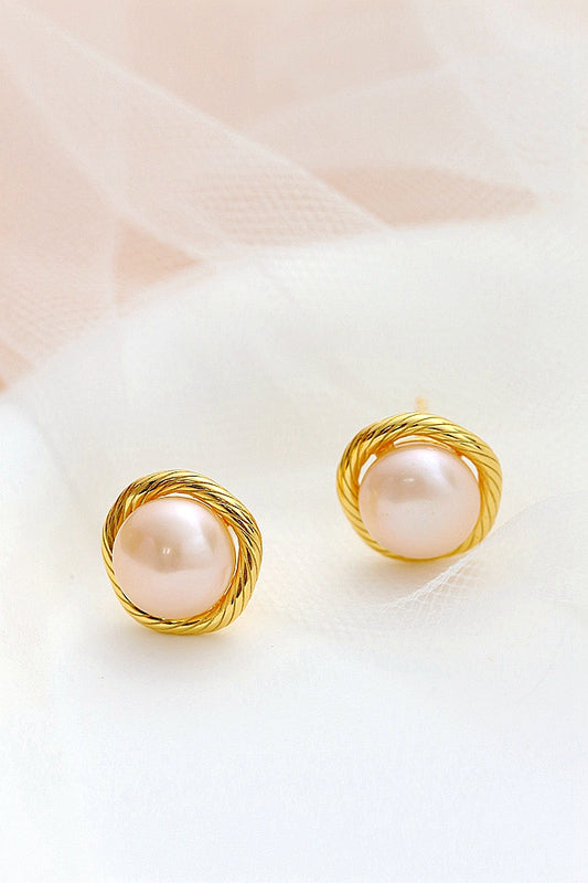 Authentic 925 Sterling Silver Earstuds Inlaid Natural Freshwater Pearl Fashion Creative Earring 18K Gold Plated Style Jewelry