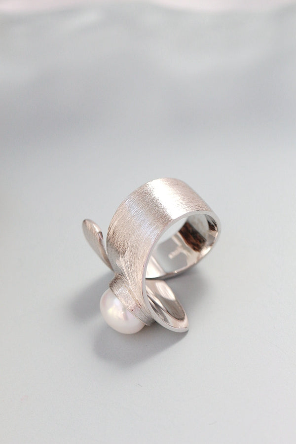 Authentic 925 Sterling Silver Retro Style Opening Ring Inlaid Natural Pearl Rings Handmade Creative Trendy Jewelry Gift