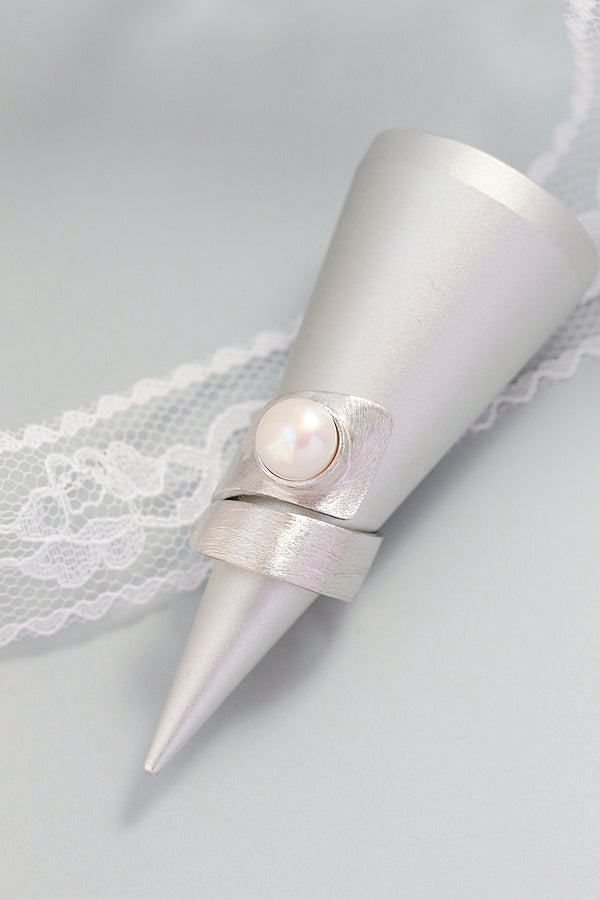 Authentic 925 Sterling Silver Retro Style Opening Ring Inlaid Natural Pearl Rings Handmade Creative Trendy Jewelry Gift