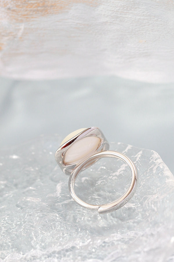 Inlaid Natural Mother Of Pearl Shell Silver Ring Classic Geometric Square Design Modern Fashion 925 Sterling Silver Women Ring