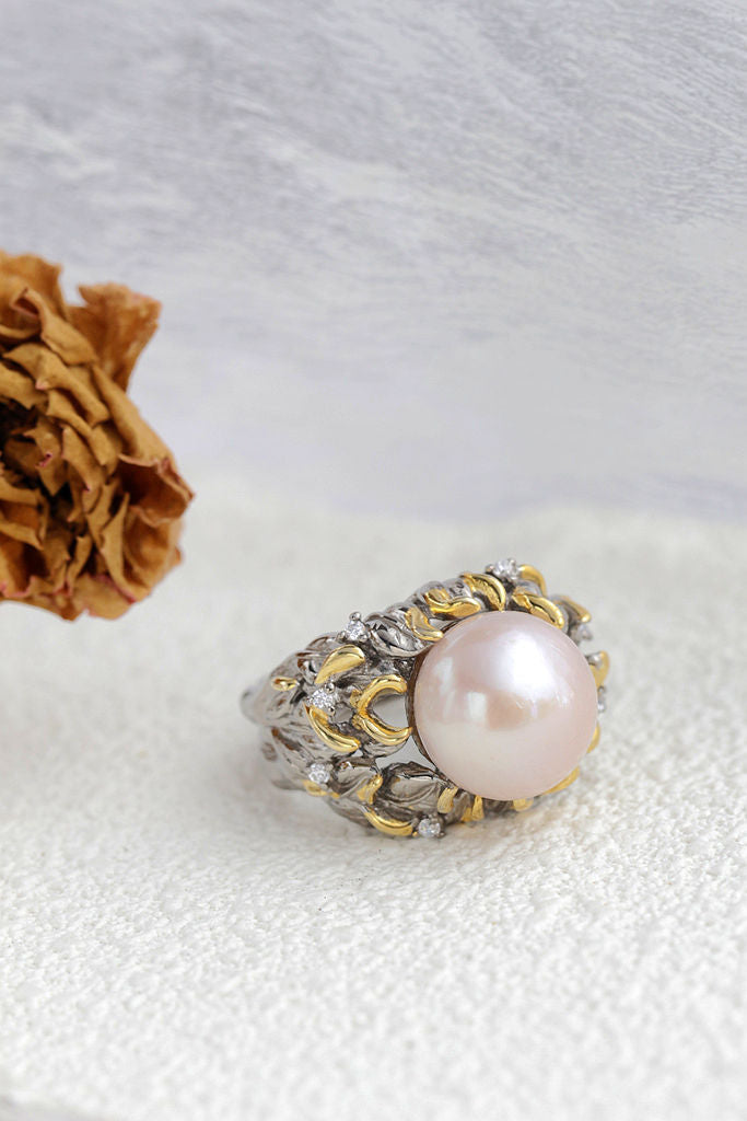Inlaid Natural Freshwater Pearl Trendy Women Ring Beauty of Nature With Vintage Charm 925 Sterling Silver Rings Jewelry Gift