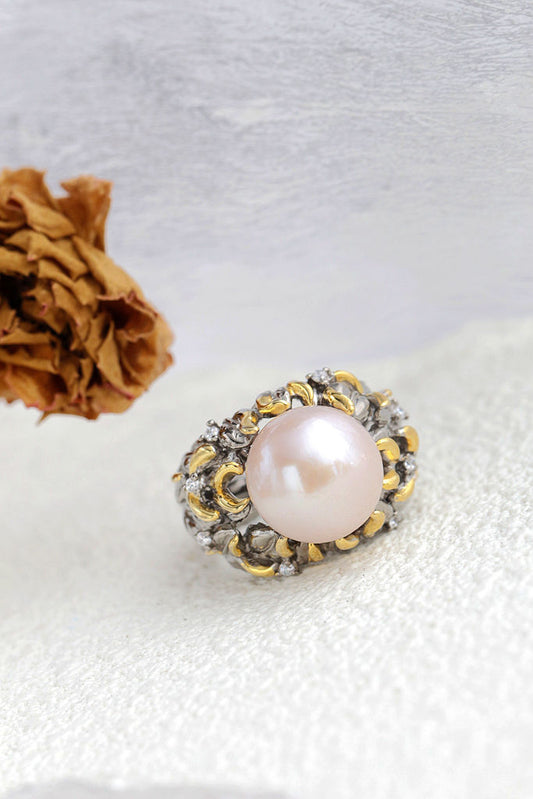 Inlaid Natural Freshwater Pearl Trendy Women Ring Beauty of Nature With Vintage Charm 925 Sterling Silver Rings Jewelry Gift