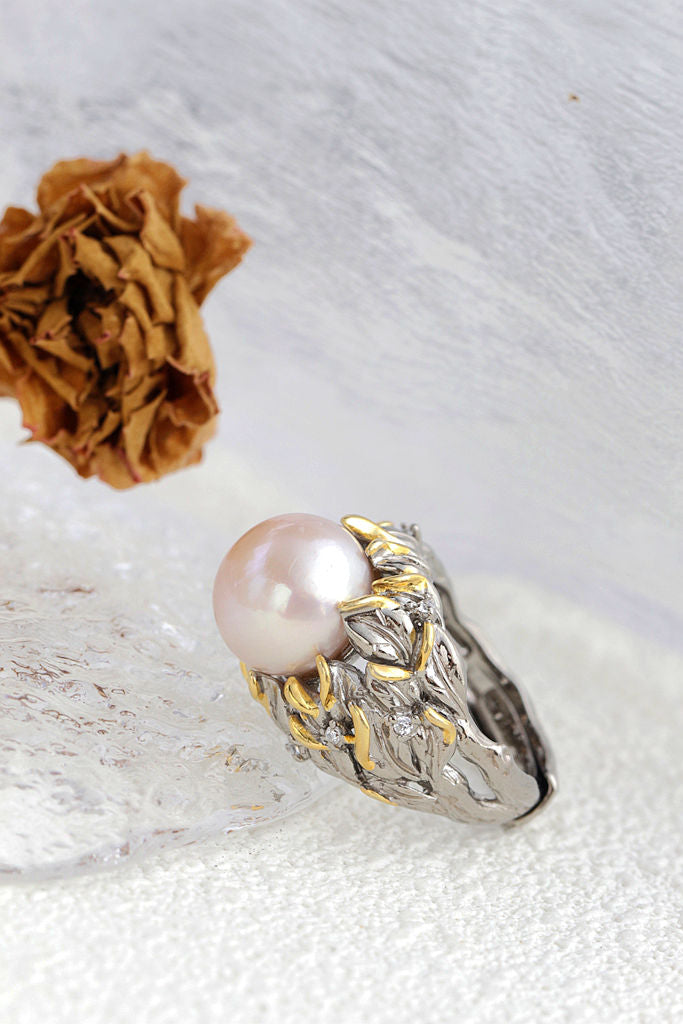 Inlaid Natural Freshwater Pearl Trendy Women Ring Beauty of Nature With Vintage Charm 925 Sterling Silver Rings Jewelry Gift