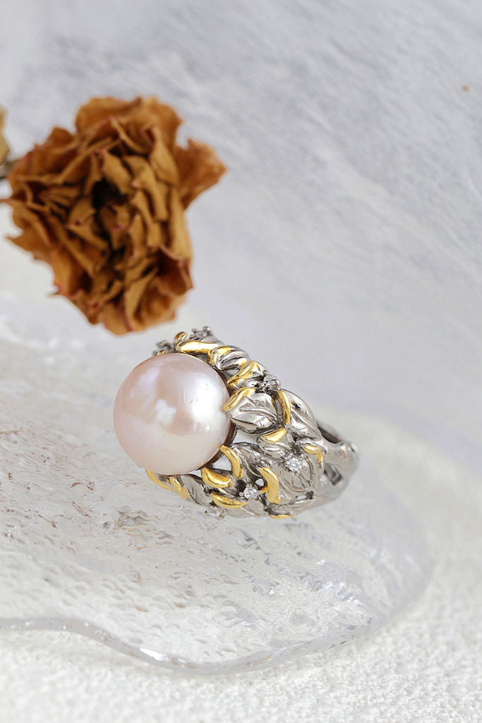 Inlaid Natural Freshwater Pearl Trendy Women Ring Beauty of Nature With Vintage Charm 925 Sterling Silver Rings Jewelry Gift