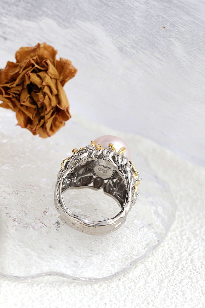 Inlaid Natural Freshwater Pearl Trendy Women Ring Beauty of Nature With Vintage Charm 925 Sterling Silver Rings Jewelry Gift