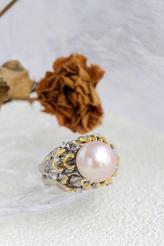 Inlaid Natural Freshwater Pearl Trendy Women Ring Beauty of Nature With Vintage Charm 925 Sterling Silver Rings Jewelry Gift