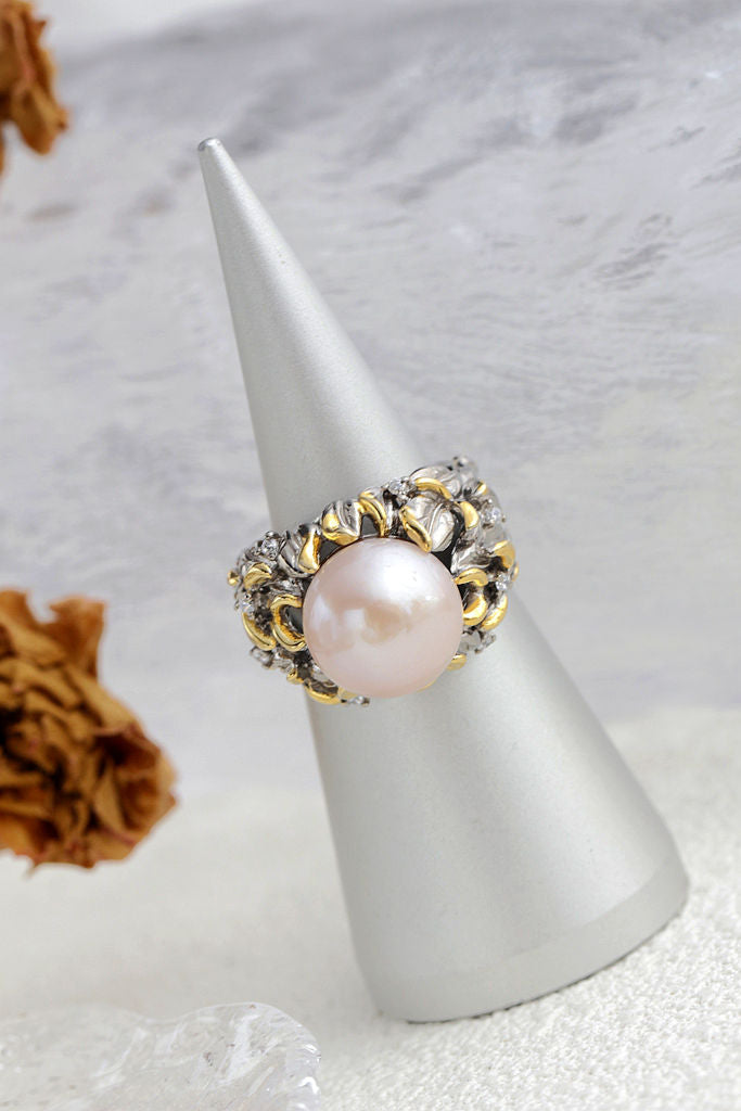 Inlaid Natural Freshwater Pearl Trendy Women Ring Beauty of Nature With Vintage Charm 925 Sterling Silver Rings Jewelry Gift