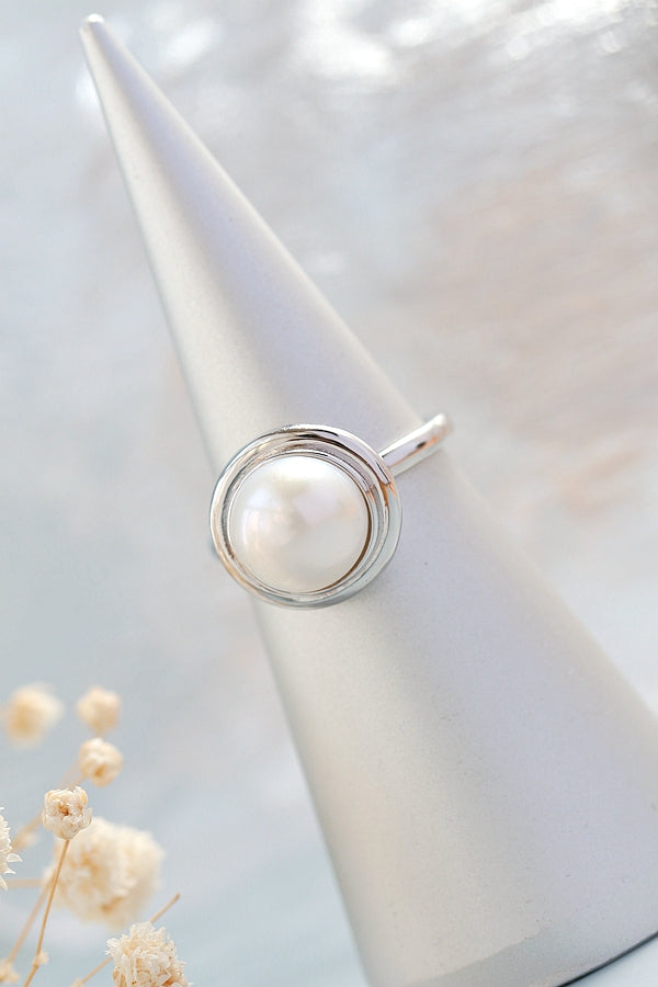 Authentic 925 Sterling Silver Ring Fashion Style Inlaid Natural Freshwater Pearl Rings Lady Creative Jewelry Gift