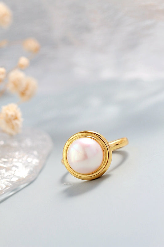 Authentic 925 Sterling Silver Ring Fashion Style Inlaid Natural Freshwater Pearl Rings 18K Gold Plated Creative Jewelry Gift