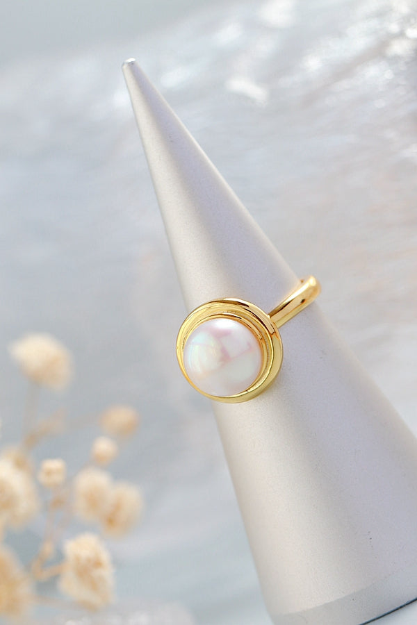 Authentic 925 Sterling Silver Ring Fashion Style Inlaid Natural Freshwater Pearl Rings 18K Gold Plated Creative Jewelry Gift
