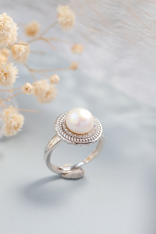 Authentic 925 Sterling Silver Ring Inlaid Natural Freshwater Pearl Adjustable Rings Lady Simple Fashion Style Jewelry Gift