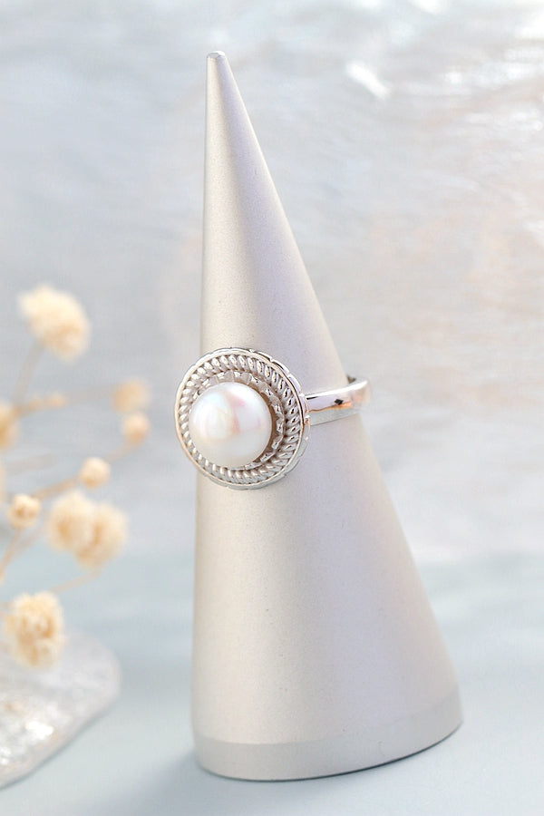 Authentic 925 Sterling Silver Ring Inlaid Natural Freshwater Pearl Adjustable Rings Lady Simple Fashion Style Jewelry Gift