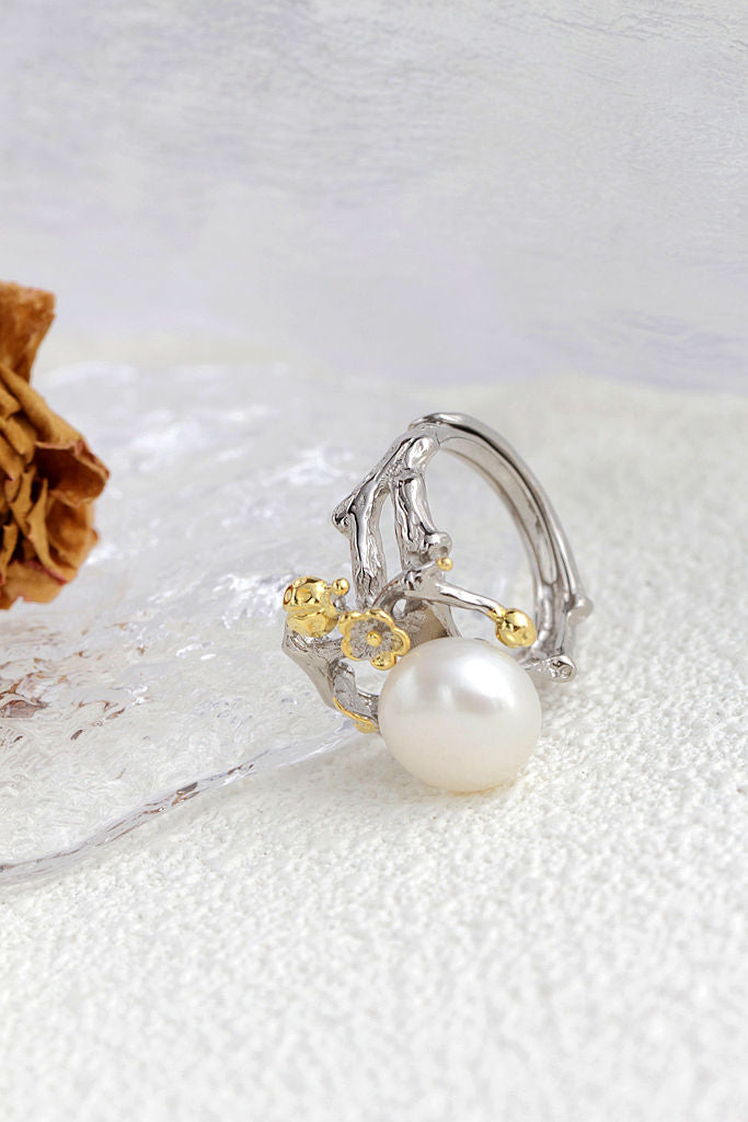 Authentic 925 Sterling Silver Rings Fashion Women Retro Style Inlaid Natural Freshwater Pearl Rings Party Fine Jewelry Gift