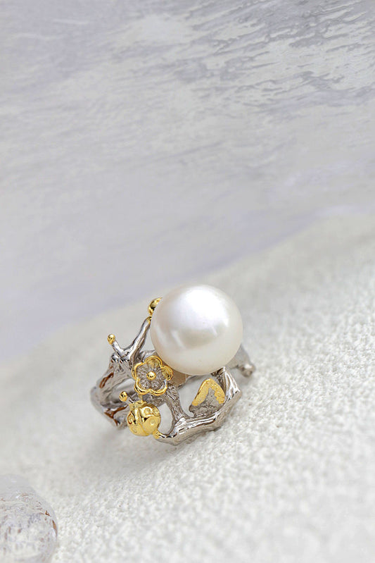 Authentic 925 Sterling Silver Rings Fashion Women Retro Style Inlaid Natural Freshwater Pearl Rings Party Fine Jewelry Gift