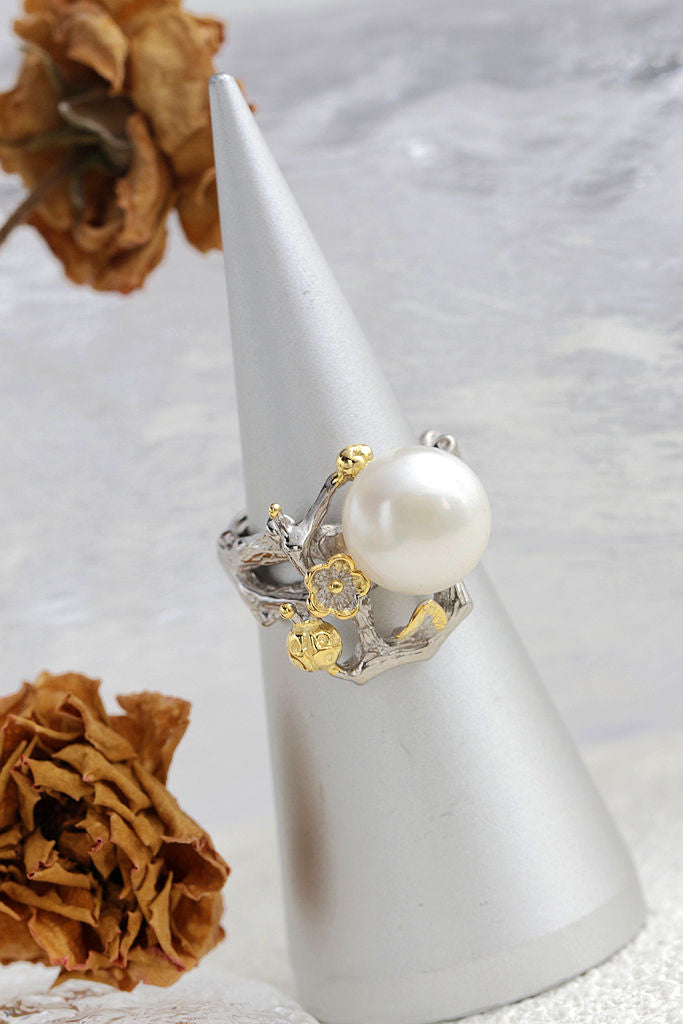 Authentic 925 Sterling Silver Rings Fashion Women Retro Style Inlaid Natural Freshwater Pearl Rings Party Fine Jewelry Gift