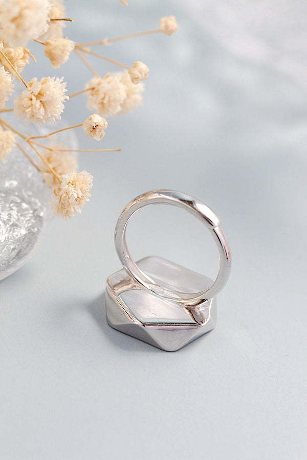 Natural Abalone Shell Ring Classic Hot Sale Geometric Creative Design 925 Sterling Silver Open Ring Fashion Women Jewelry Gift