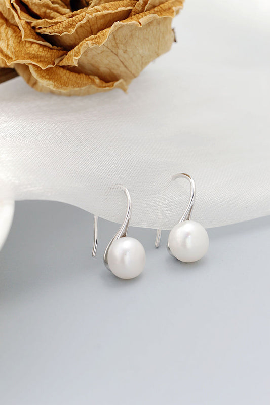 Authentic 925 Sterling Silver Earring Inlaid Natural Freshwater Pearl Fashion Delicate And Petite Simple Earring Lady Gift
