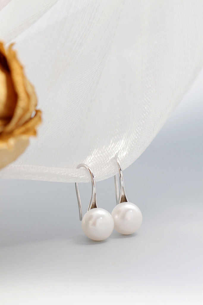 Authentic 925 Sterling Silver Earring Inlaid Natural Freshwater Pearl Fashion Delicate And Petite Simple Earring Lady Gift