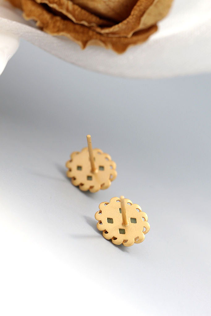 Authentic 925 Sterling Silver Earrings Inlaid Natural Jasper 18K Gold Plated Lady Eardrop Ethnic Style Fine Jewelr Gift