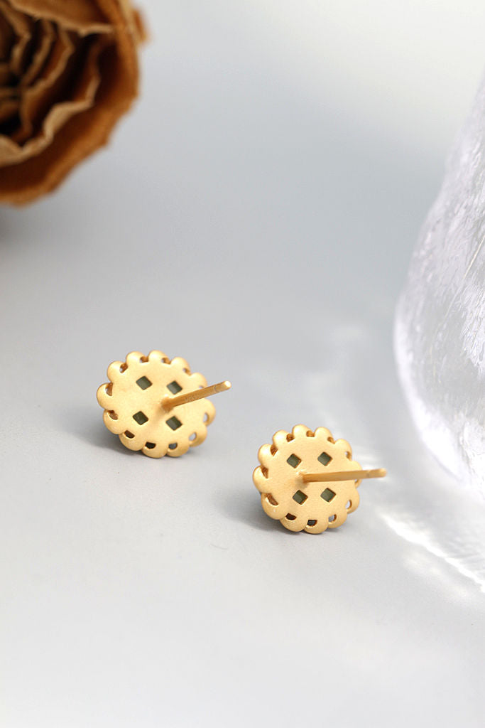 Authentic 925 Sterling Silver Earrings Inlaid Natural Jasper 18K Gold Plated Lady Eardrop Ethnic Style Fine Jewelr Gift