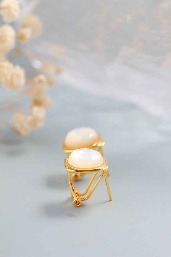 Minimalist Square 925 Sterling Silver Earring Inlaid Natural Pearl Shellfish Fashion 18K Gold Plated Earrings Trendy Jewelry