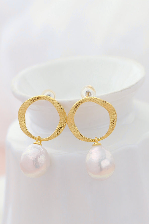 Authentic 925 Sterling Silver Earring Inlaid Natural Baroque Pearl 18K Gold Plated Earring Fashion Women Fine Jewelry Gift