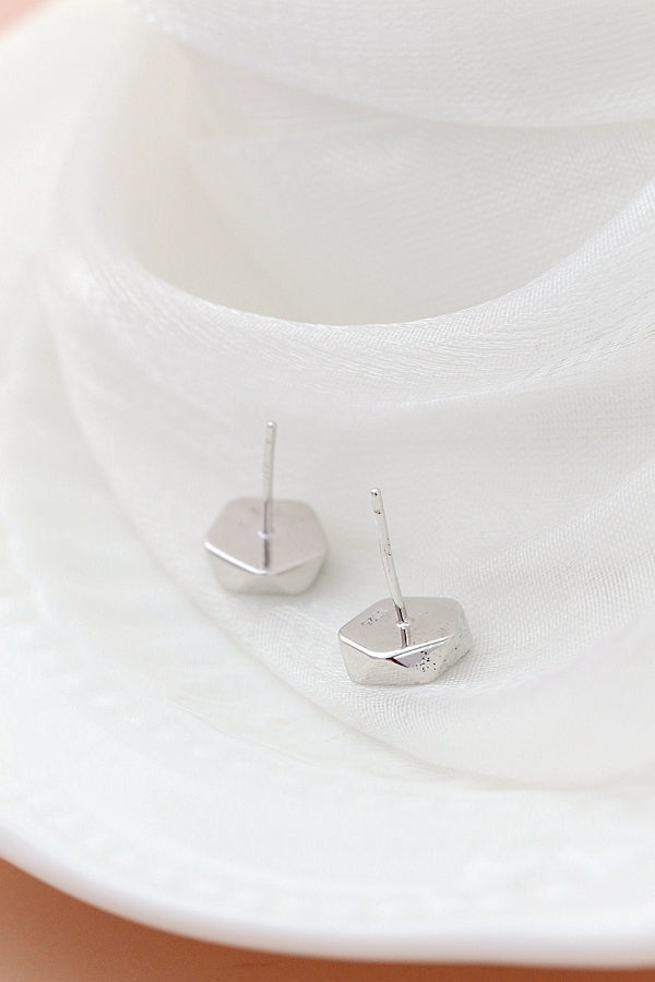 Authentic 925 Sterling Silver Earring Handmade Inlaid Natural White Shell polygon Earstuds Trendy Lady Fine Jewelry Gift