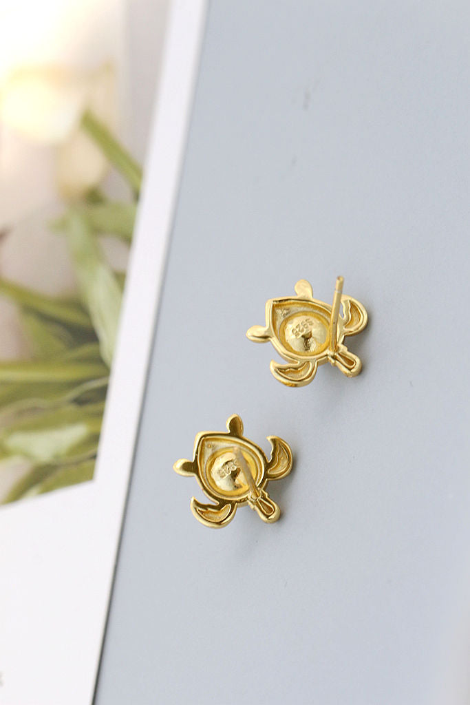 Adorable Little Turtle Design 925 Sterling Silver Earrings Inlaid Natural Freshwater Pearl Earring Trendy Style Jewelry Gift