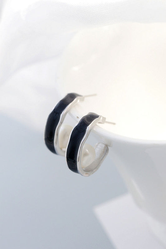 Minimalist Elegant Ring Shape Earring Inlaid Natural Freshwater Pearl 925 Sterling Silver Earrings Women Party Jewelry Gift
