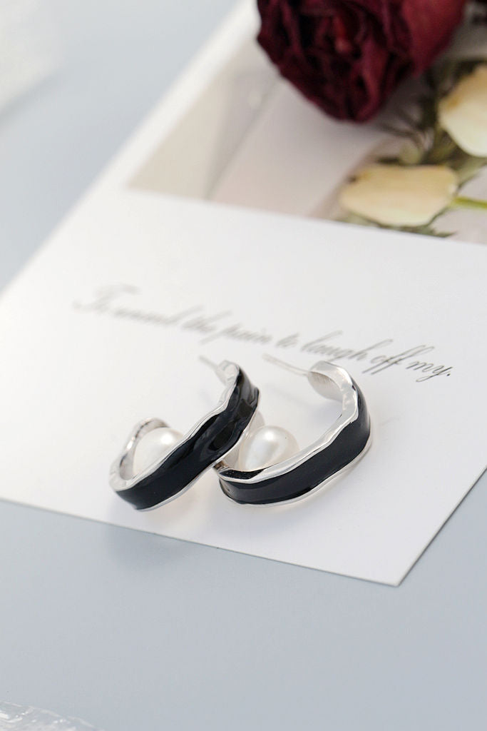 Minimalist Elegant Ring Shape Earring Inlaid Natural Freshwater Pearl 925 Sterling Silver Earrings Women Party Jewelry Gift