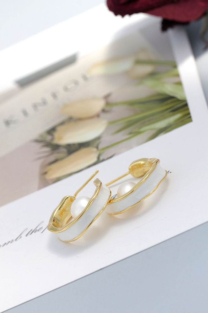 Minimalist Elegant Ring Shape Earring Inlaid Natural Freshwater Pearl 925 Sterling Silver Earrings Women Trendy Jewelry Gift