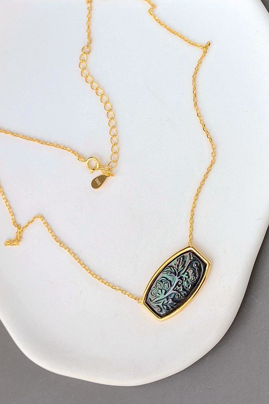 925 Sterling Silver Pendant Inlaid Natural Pearl Shell Silver Necklace Concise Trendy 18K Gold Plated Jewelry Gift